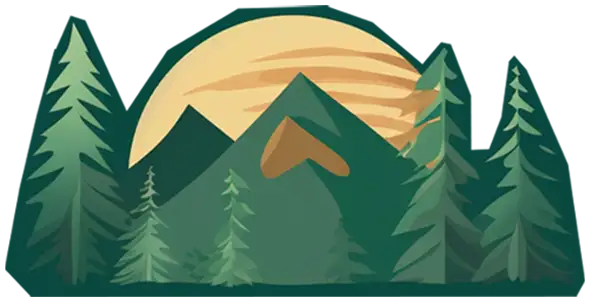 Sunrise over mountains and forest.